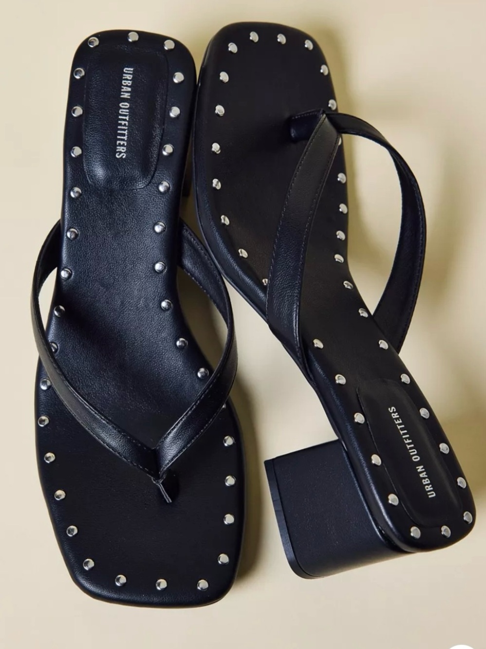 UO Katie Studded Block Heel Sandals, Black, Women's